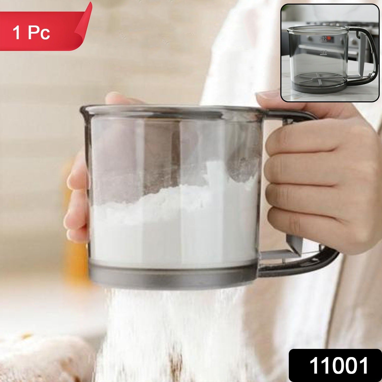 Plastic Flour Sieve Cup – Fine Mesh Filter with Handle for Baking Secondary image