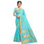 Generic Women's Kota Doria Cotton Checked Saree With Blouse (Sky Blue, 5-6 Mtrs)