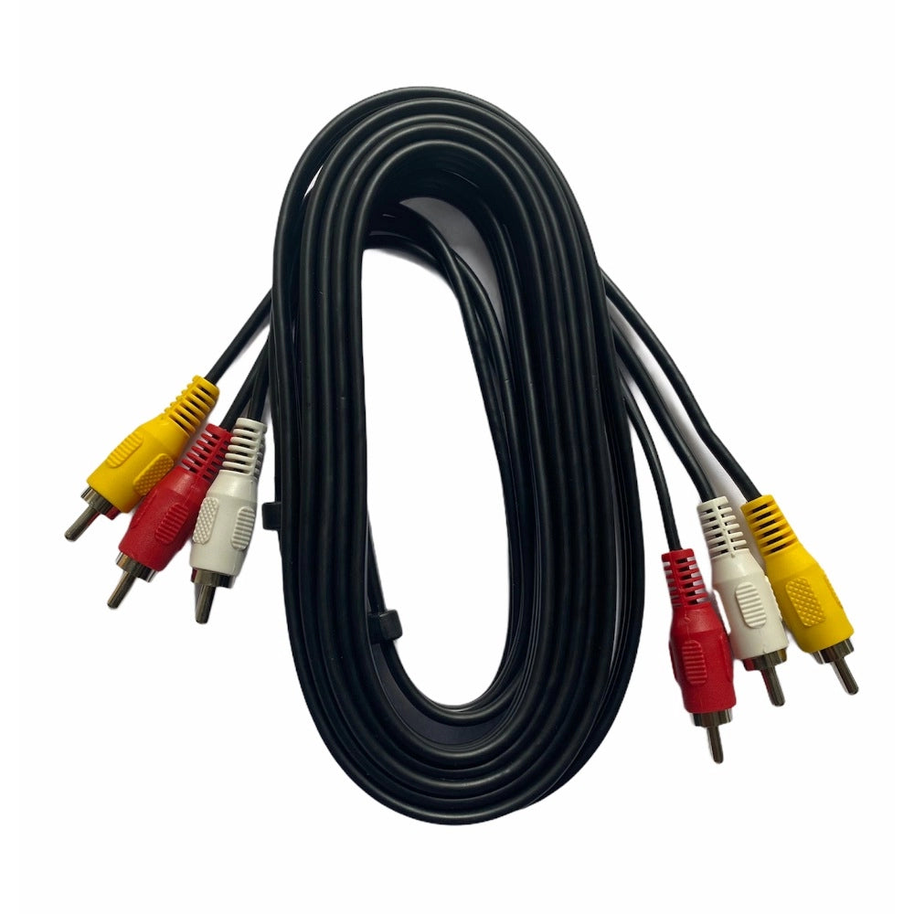 Generic 3RCA Male to 3RCA Male Audio Video Cable 3 Yards Compatible for TV, LCD, LED, DTH, DVD, VCR (Black) Main image