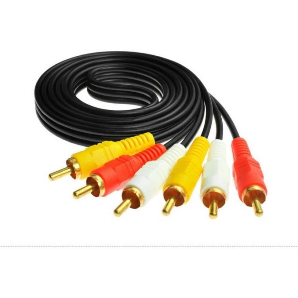 Generic 3RCA Male to 3RCA Male Audio Video Cable 1.5 Yards Compatible for TV, LCD, LED, DTH, DVD, VCR (Black) Main image