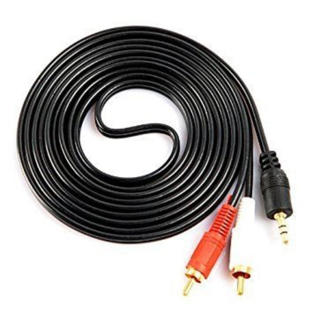 Generic 3.5mm Stereo Audio Male to 2RCA Male EP to 2RCA 1.5 Yards Connects Mobile and Home Theatre (Black) Main image