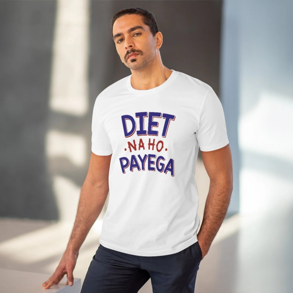 Generic Men's PC Cotton Diet Na Ho Payega Printed T Shirt (Color: White, Thread Count: 180GSM) Secondary image