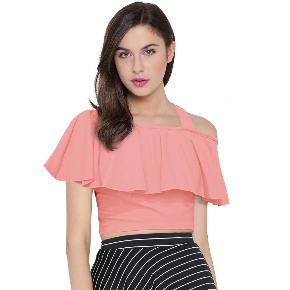 Generic Women's Western Wear Hosiery Crop Top (Peach) Main image