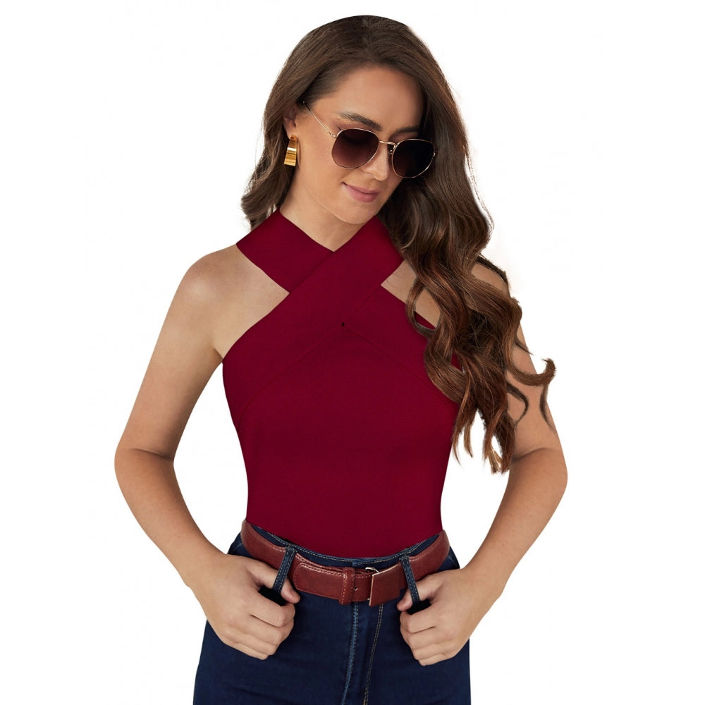 Generic Women's Western Wear Hosiery T Shirts (Maroon) Main image