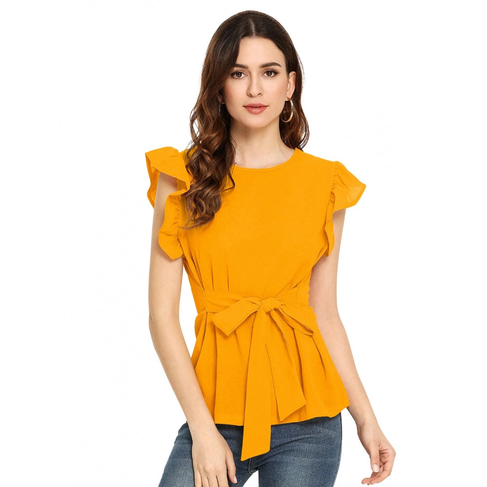Generic Women's Western Wear Hosiery T Shirts (Yellow) Main image