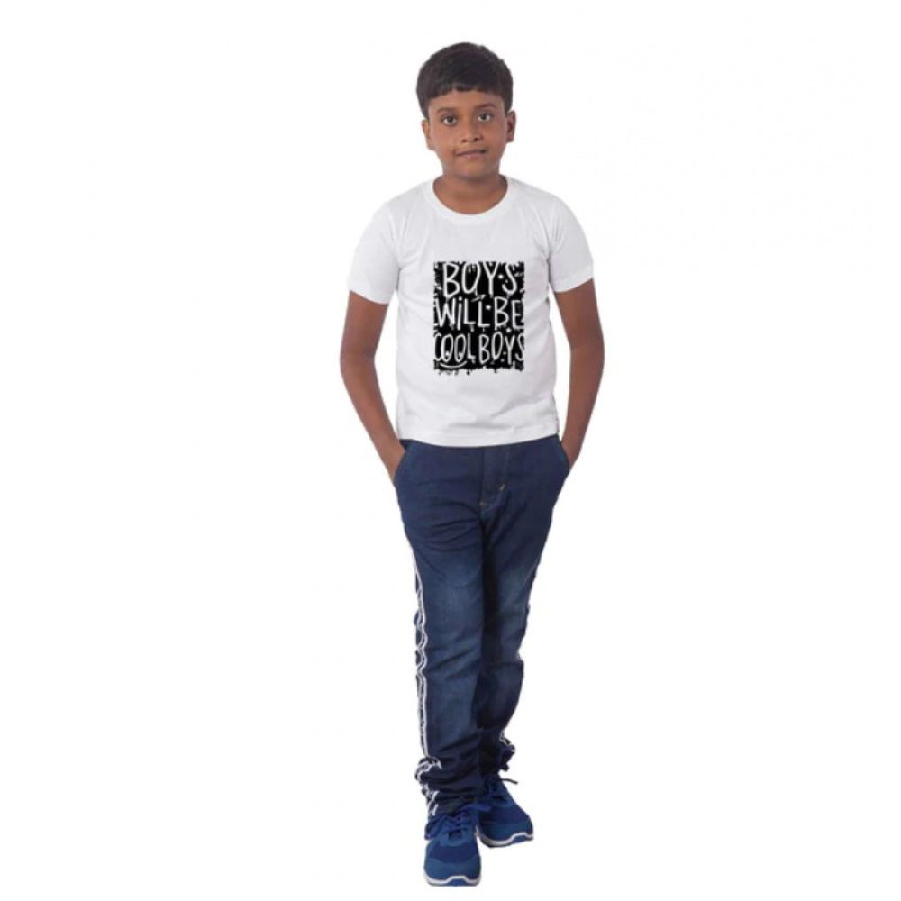 Generic Boys Cotton Will Be Cool Half Sleeve TShirt (White) Main image