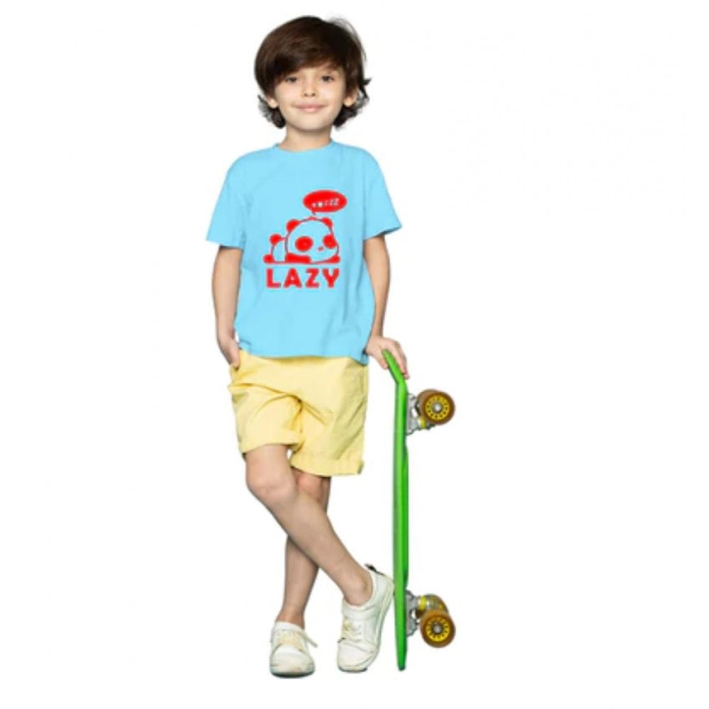 Generic Boys Cotton Lazy Half Sleeve TShirt (Sky Blue) Main image