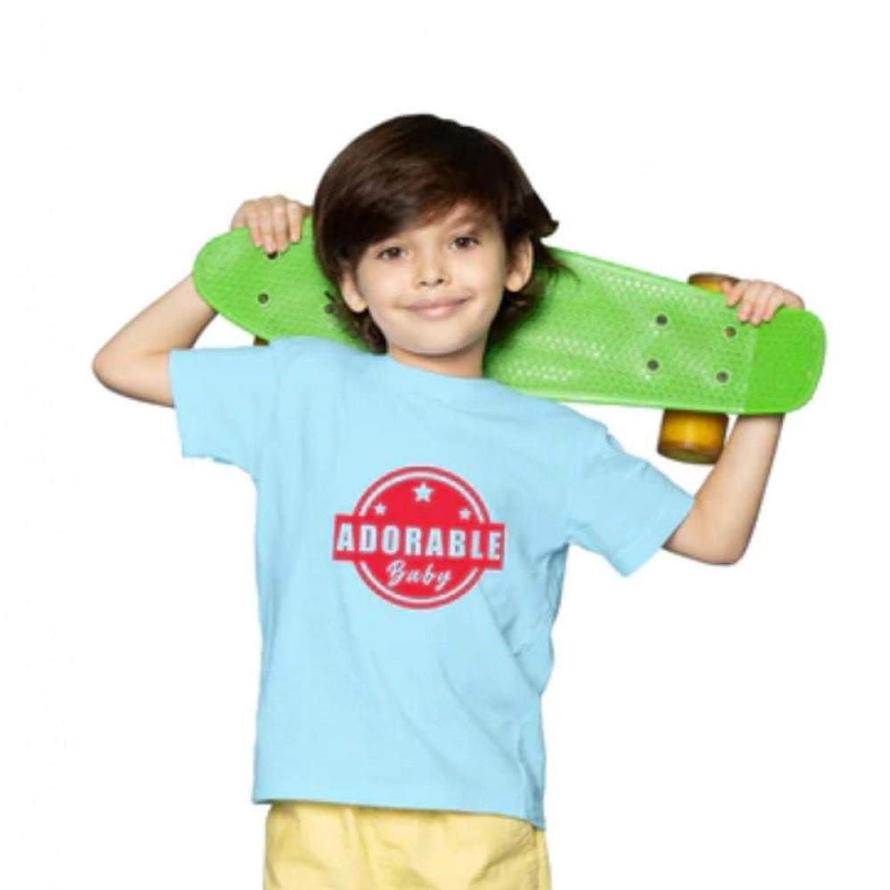 Generic Boys Cotton Adorable Baby Half Sleeve TShirt (Sky Blue) Secondary image