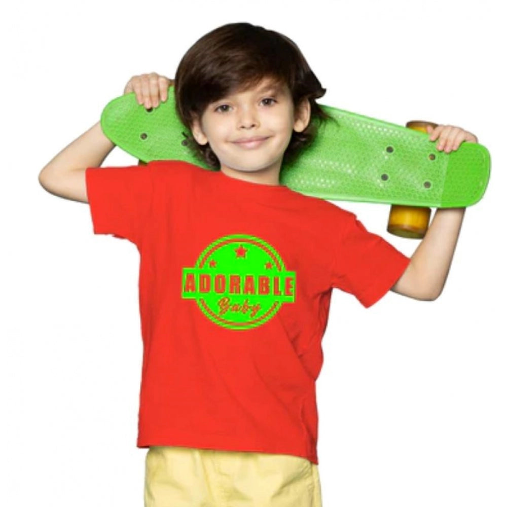 Generic Boys Cotton Adorable Baby Half Sleeve TShirt (Red) Secondary image
