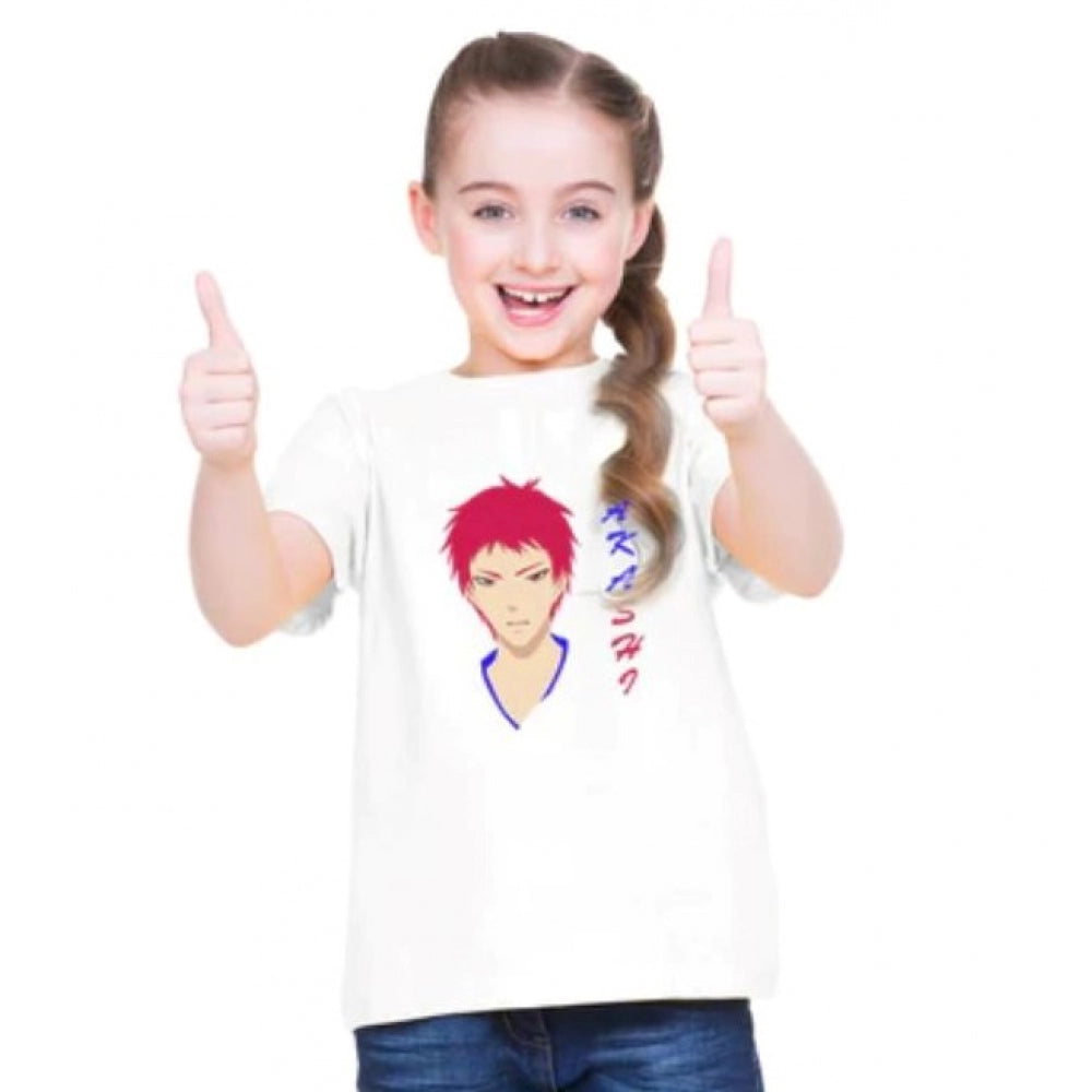Generic Girls Cotton Akashi Half Sleeve TShirt (White) Main image