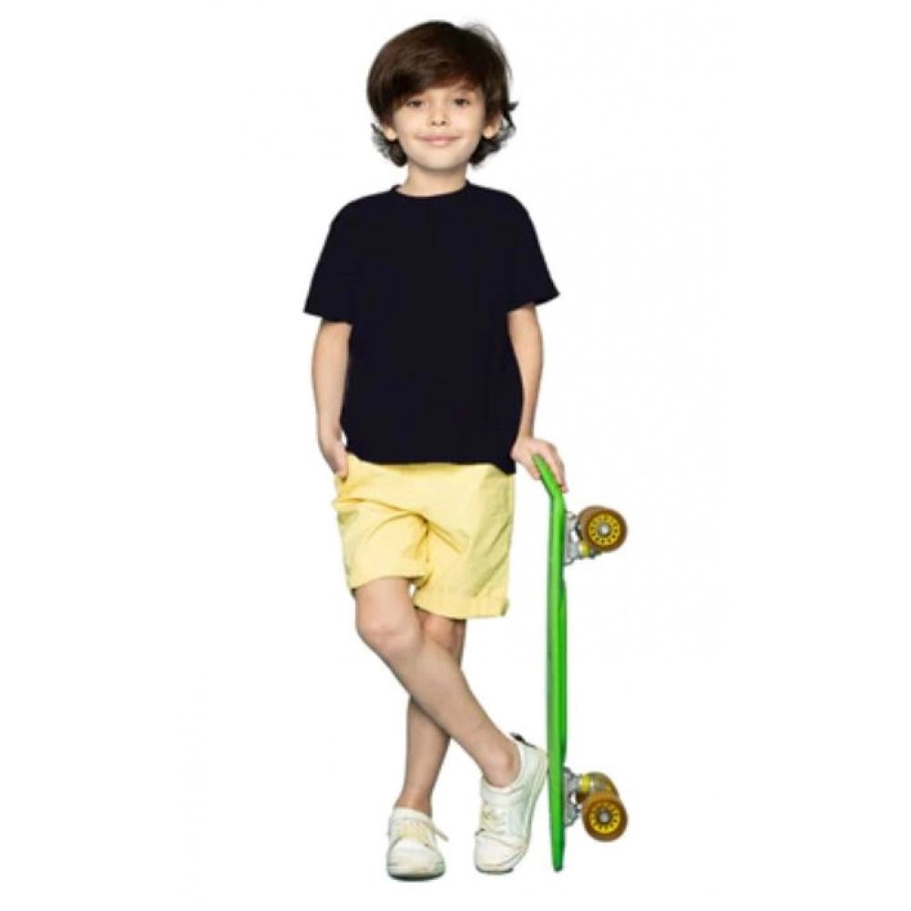 Generic Boys Cotton Plain Half Sleeve TShirt (Black) Main image