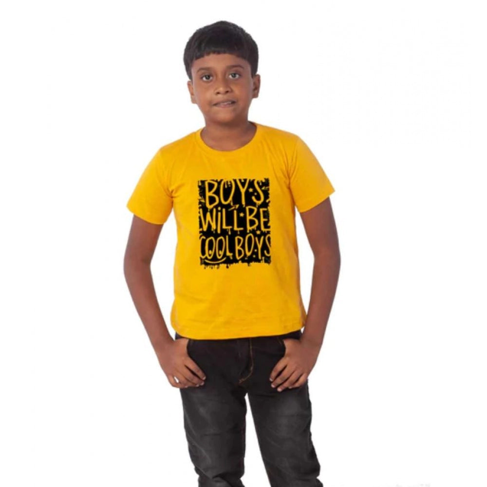 Generic Boys Cotton Will Be Cool Half Sleeve TShirt (Mustard) Main image