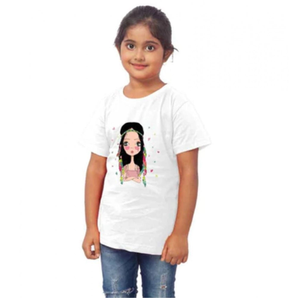 Generic Girls Cotton Tribal Half Sleeve TShirt (White) Secondary image
