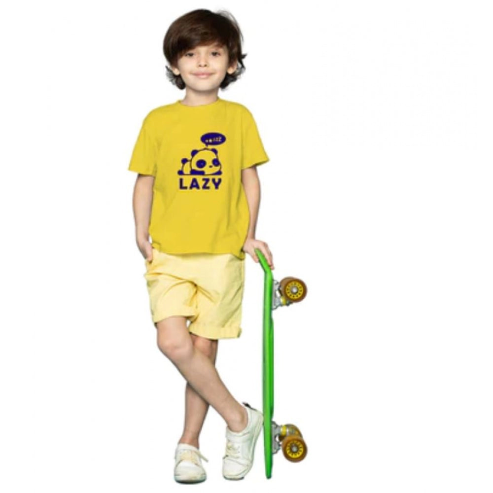 Generic Boys Cotton Lazy Half Sleeve TShirt (Mustard) Main image