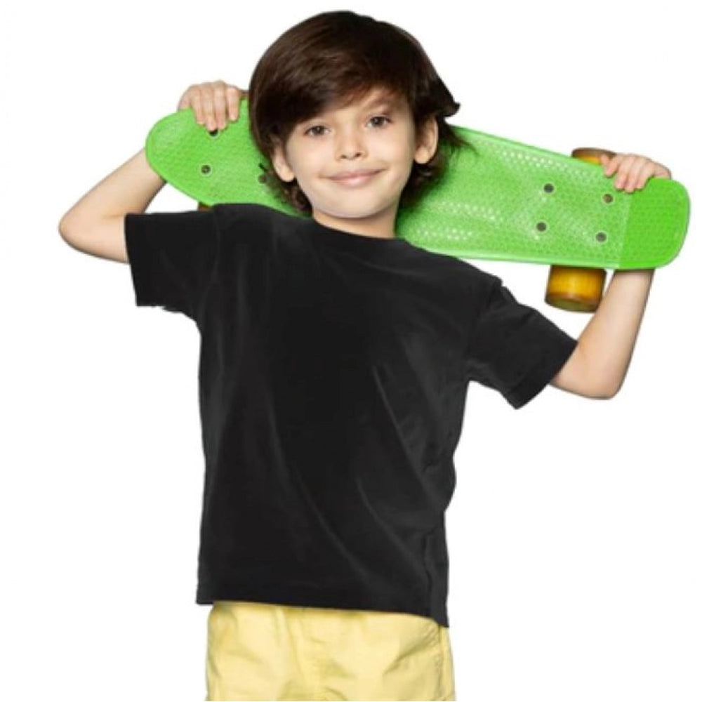 Generic Boys Cotton Plain Half Sleeve TShirt (Black) Secondary image