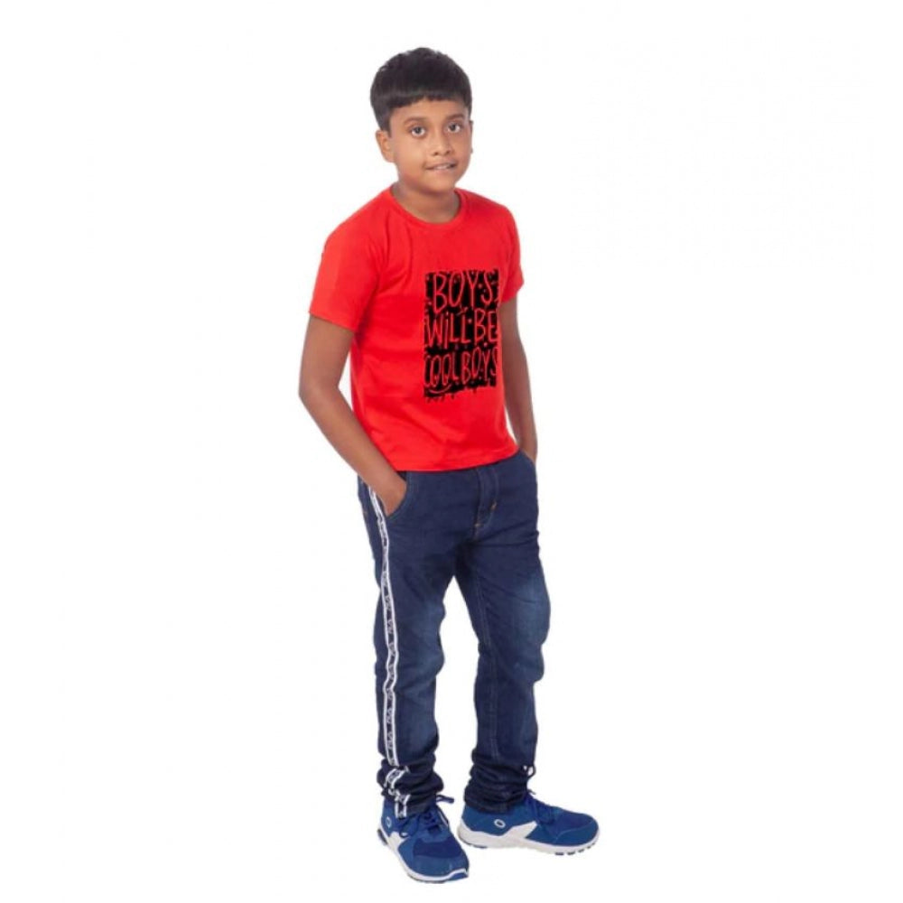 Generic Boys Cotton Will Be Cool Half Sleeve TShirt (Red) Main image