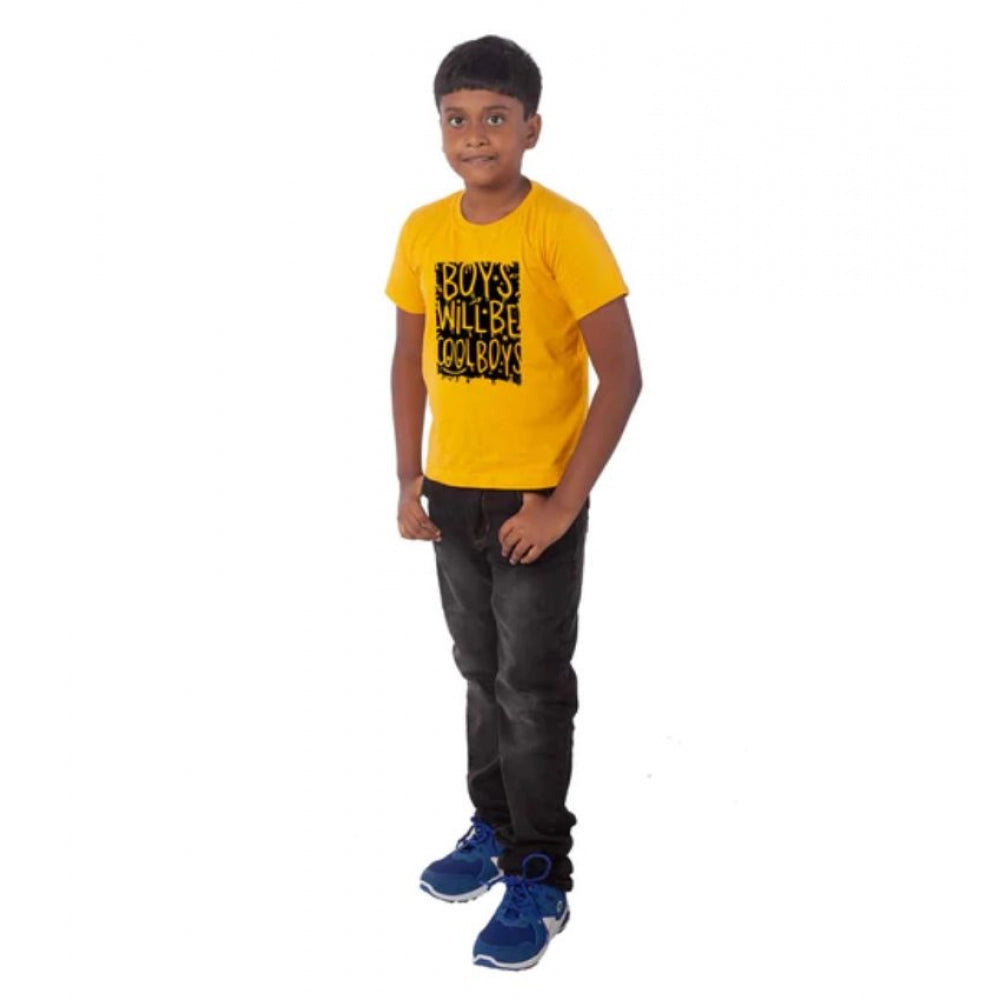 Generic Boys Cotton Will Be Cool Half Sleeve TShirt (Mustard) Secondary image