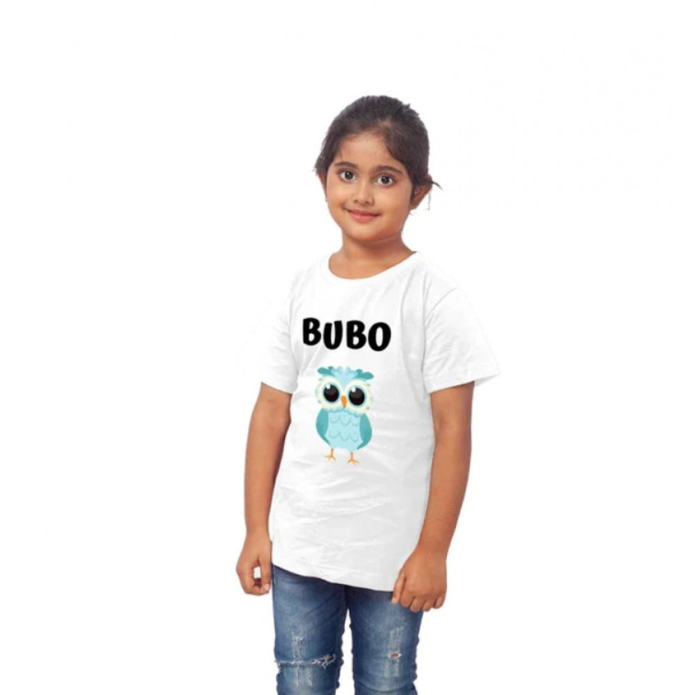 Generic Girls Cotton Bubo Half Sleeve TShirt (White) Secondary image