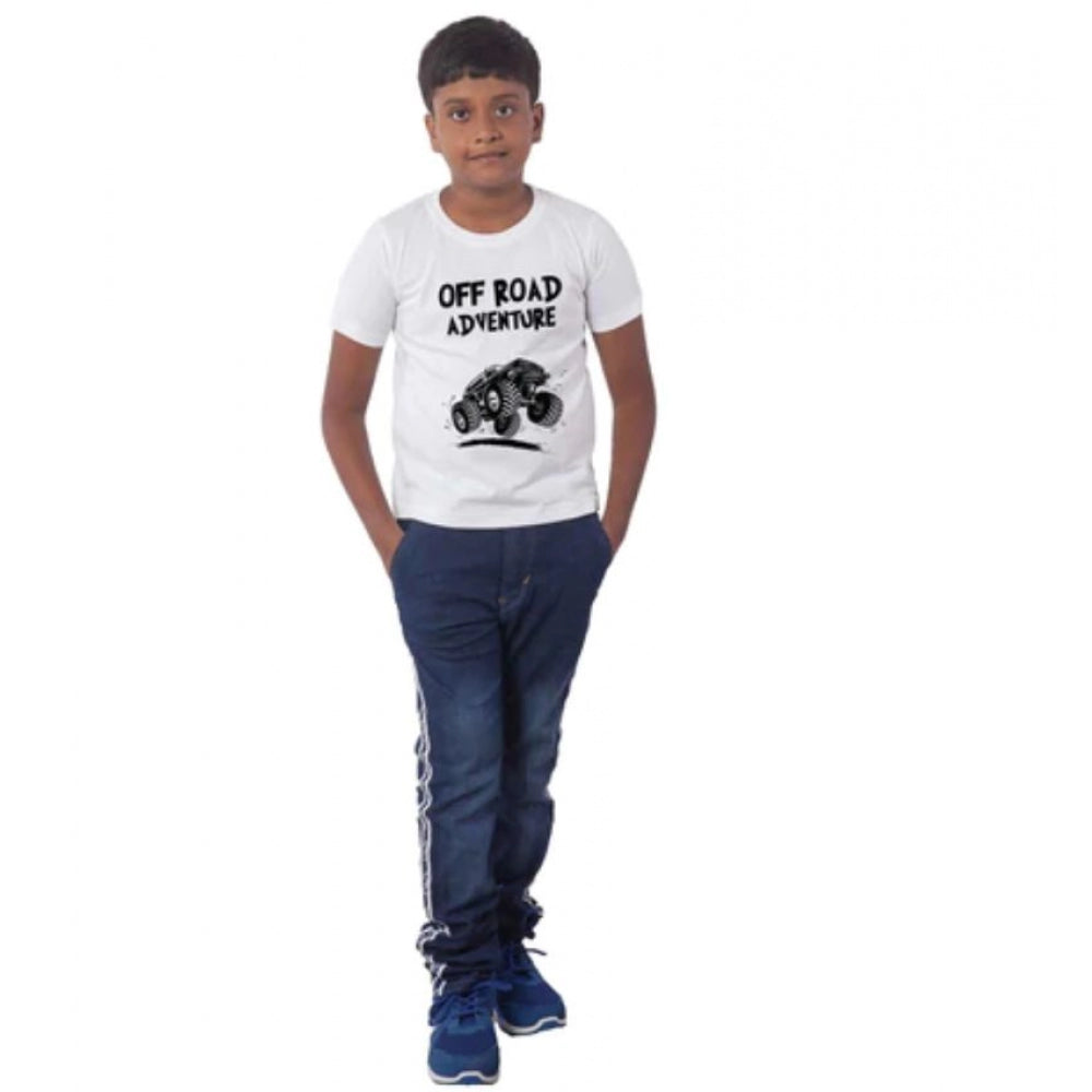Generic Boys Cotton Off Road Adventure Half Sleeve TShirt (White) Main image