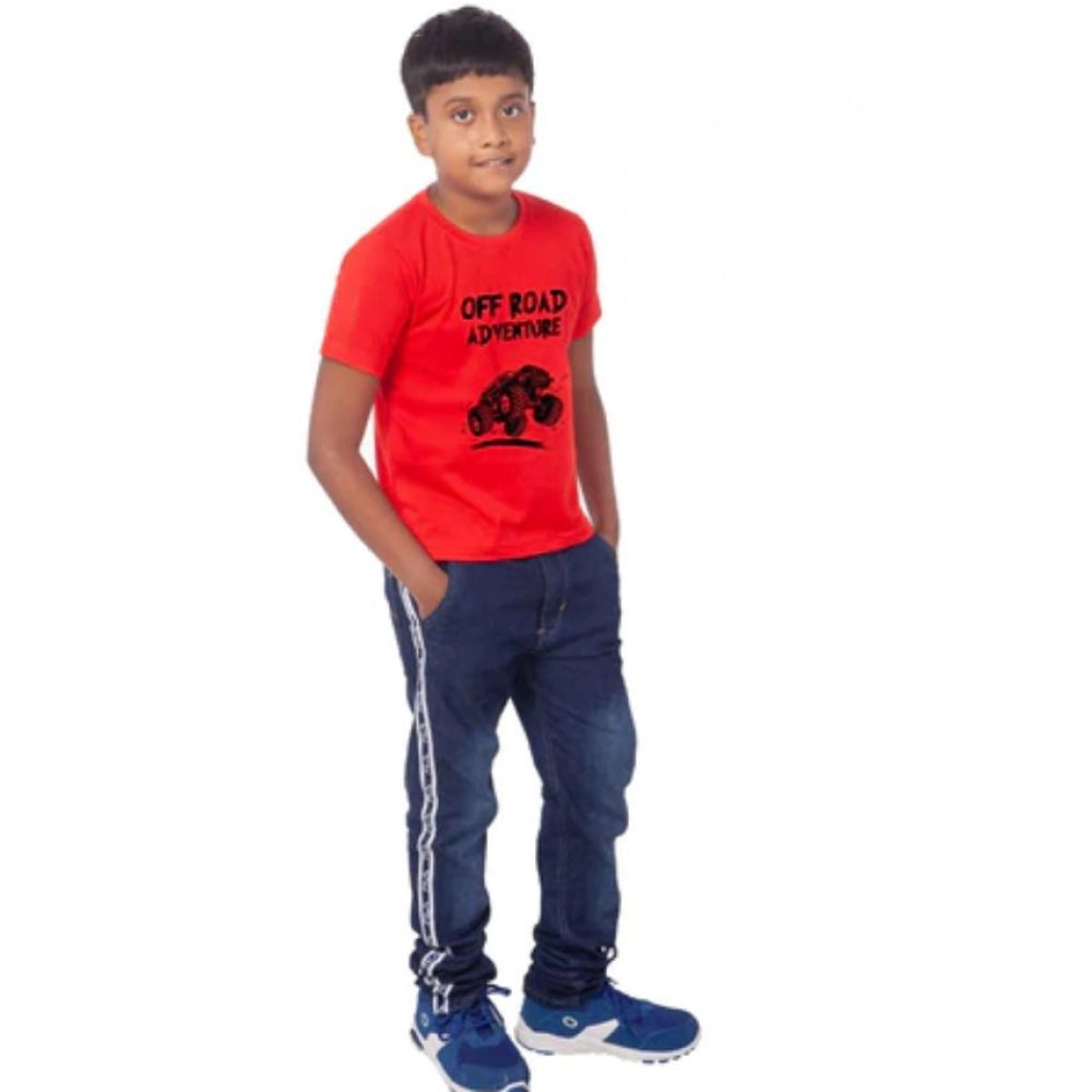 Generic Boys Cotton Off Road Adventure Half Sleeve TShirt (Red) Main image