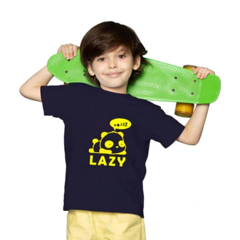 Generic Boys Cotton Lazy Half Sleeve TShirt (Black) Secondary image