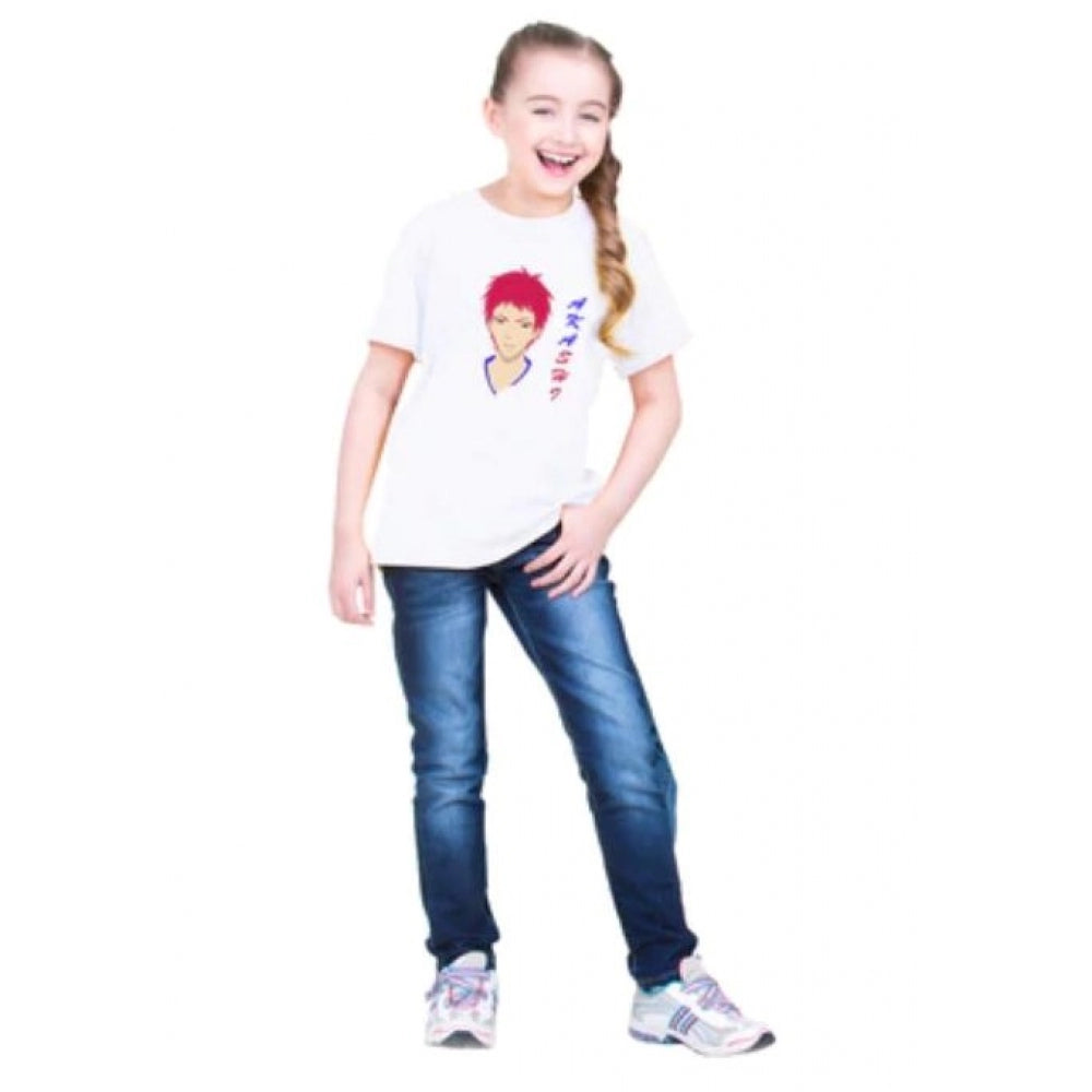 Generic Girls Cotton Akashi Half Sleeve TShirt (White) Secondary image