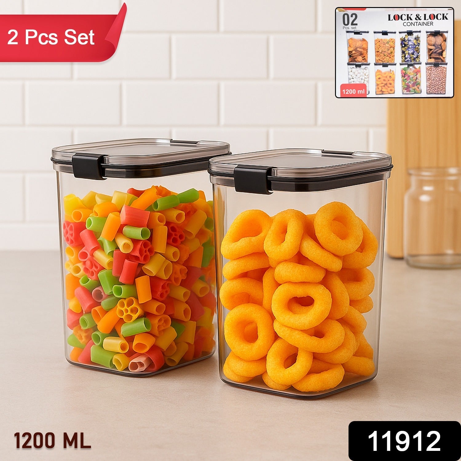 1200 ML Airtight Food Storage Container Set – 2 Piece Durable Plastic Secondary image