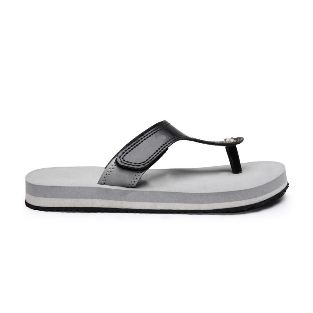 Generic Unisex Rubber Lightweight T-Style Slippers (Grey) Secondary image