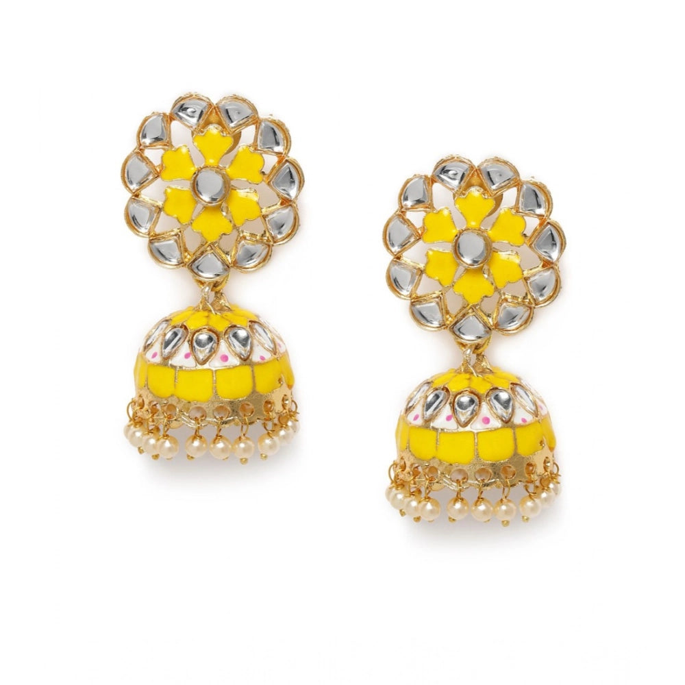 Generic Women's Rose Gold Plated Alloy Earrings (Yellow) Main image