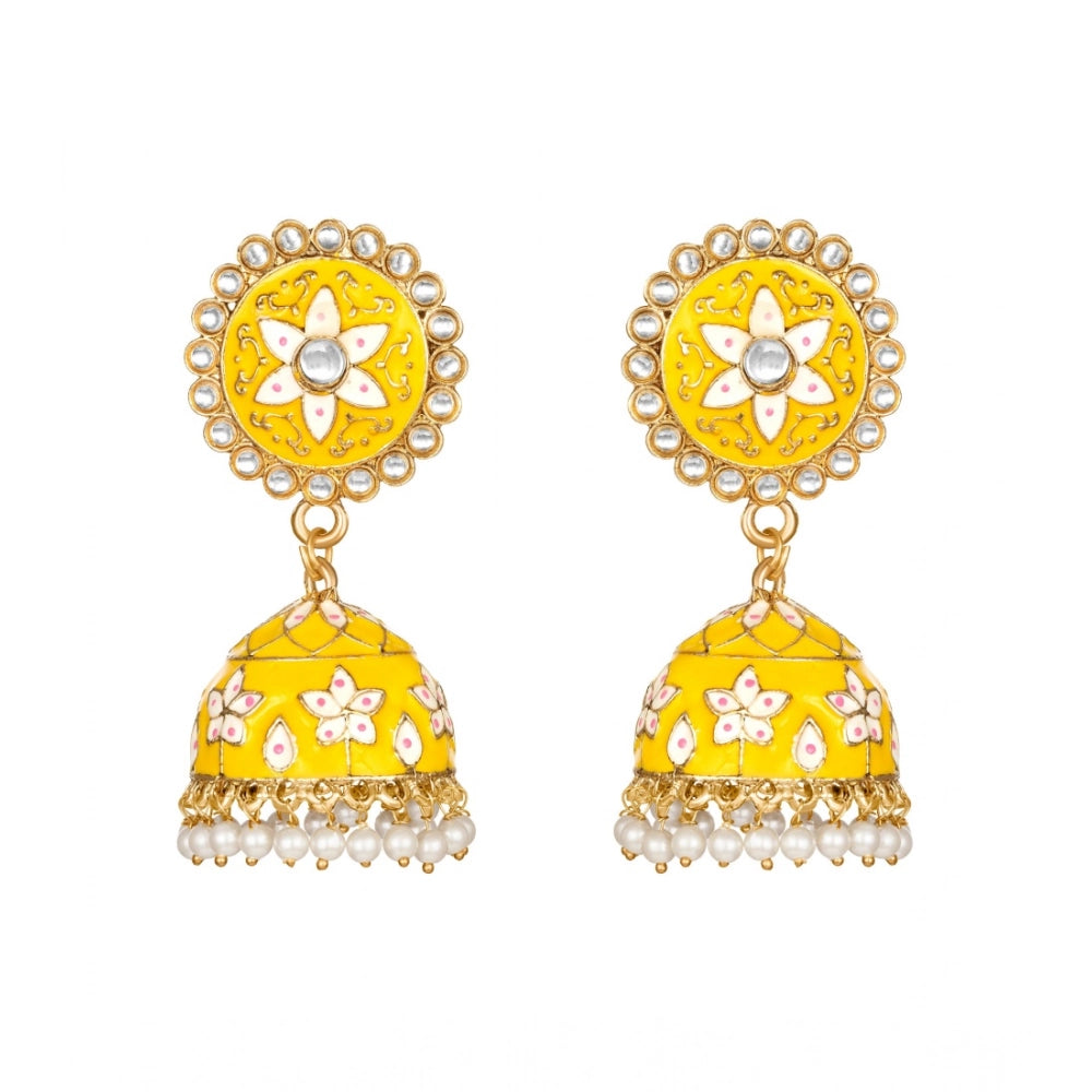 Generic Women's Rose Gold Plated Alloy Earrings (Yellow) Main image
