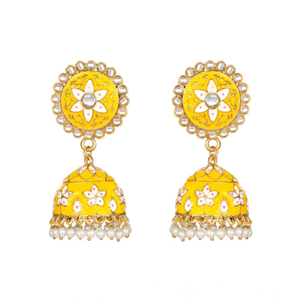 Generic Women's Rose Gold Plated Alloy Earrings (Yellow)