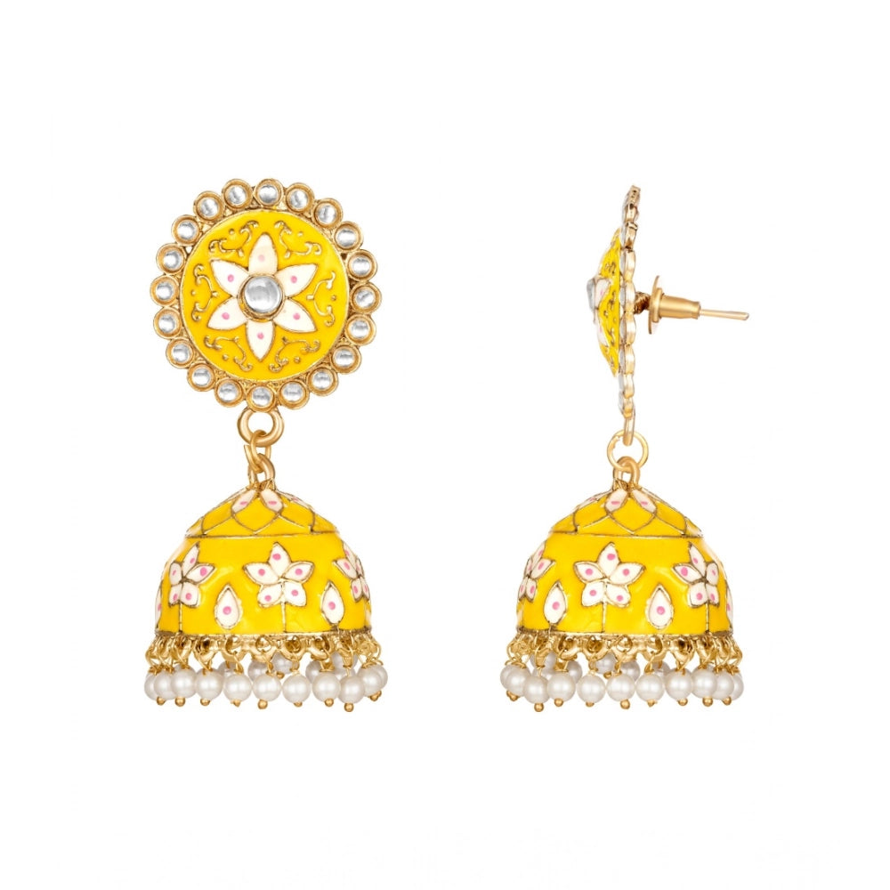 Generic Women's Rose Gold Plated Alloy Earrings (Yellow) Secondary image
