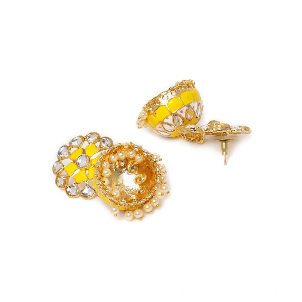 Generic Women's Rose Gold Plated Alloy Earrings (Yellow) Secondary image