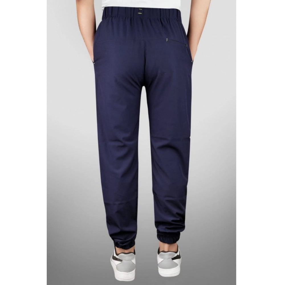 Generic Men's Polyster Solid Track Pant-Lower (Navy Blue) Secondary image