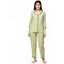 Generic Women's Casual 3/4 Sleeve Floral Printed Rayon Shirt With Pyjama Pant Night Suit Set (Green)