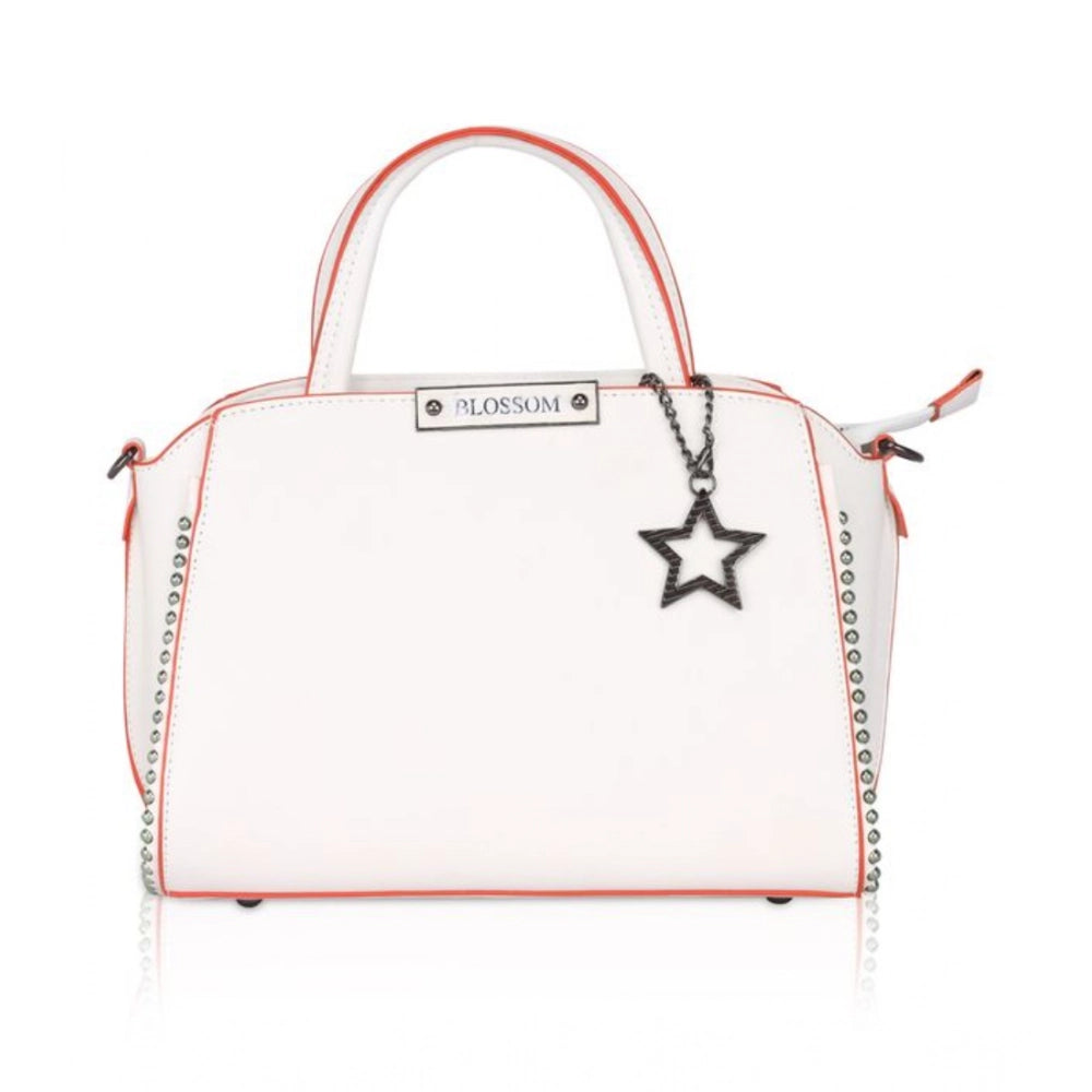 Generic Women's Faux Leather Metal Beads Handbag (White) Main image