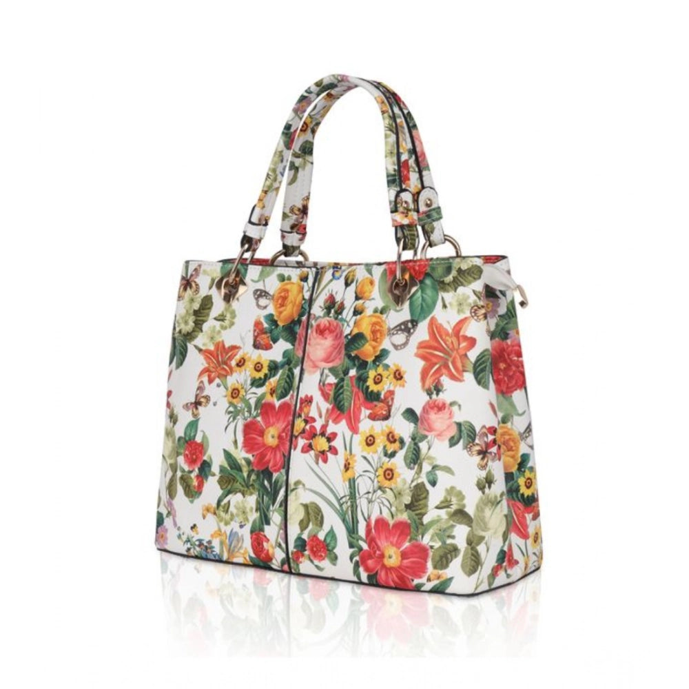 Generic Women's Faux Leather Printed Handheld Bag (White Orang) Secondary image