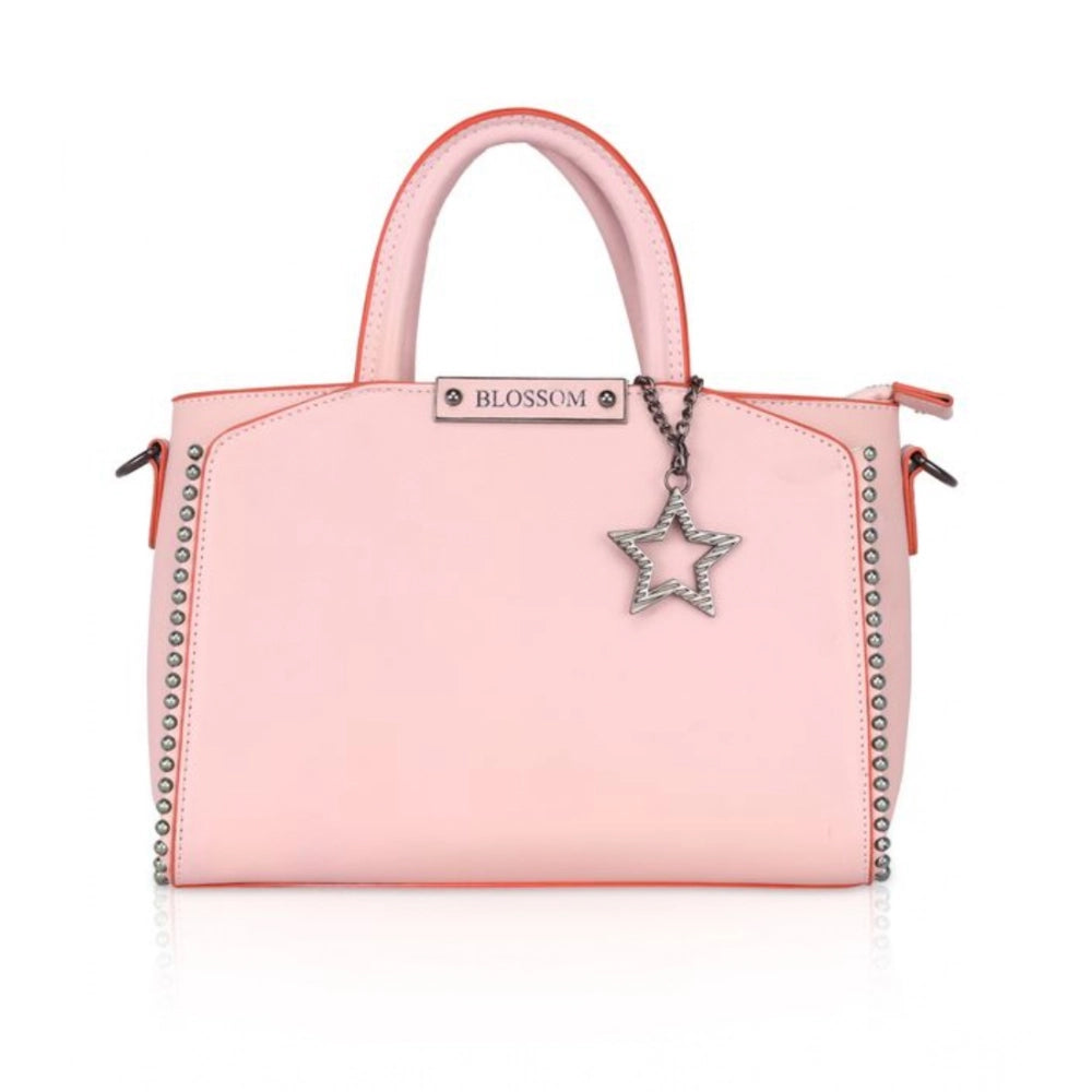 Generic Women's Faux Leather Metal Beads Handbag (Pink) Main image