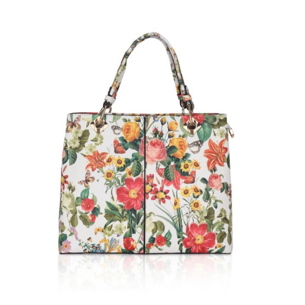 Generic Women's Faux Leather Printed Handheld Bag (White Orang) Main image