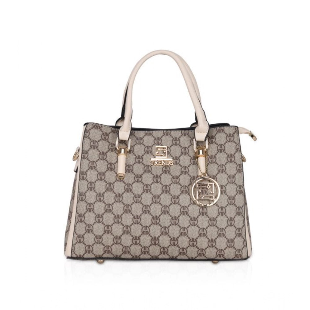 Generic Women's Faux Leather Printed Handbag (Beige) Main image