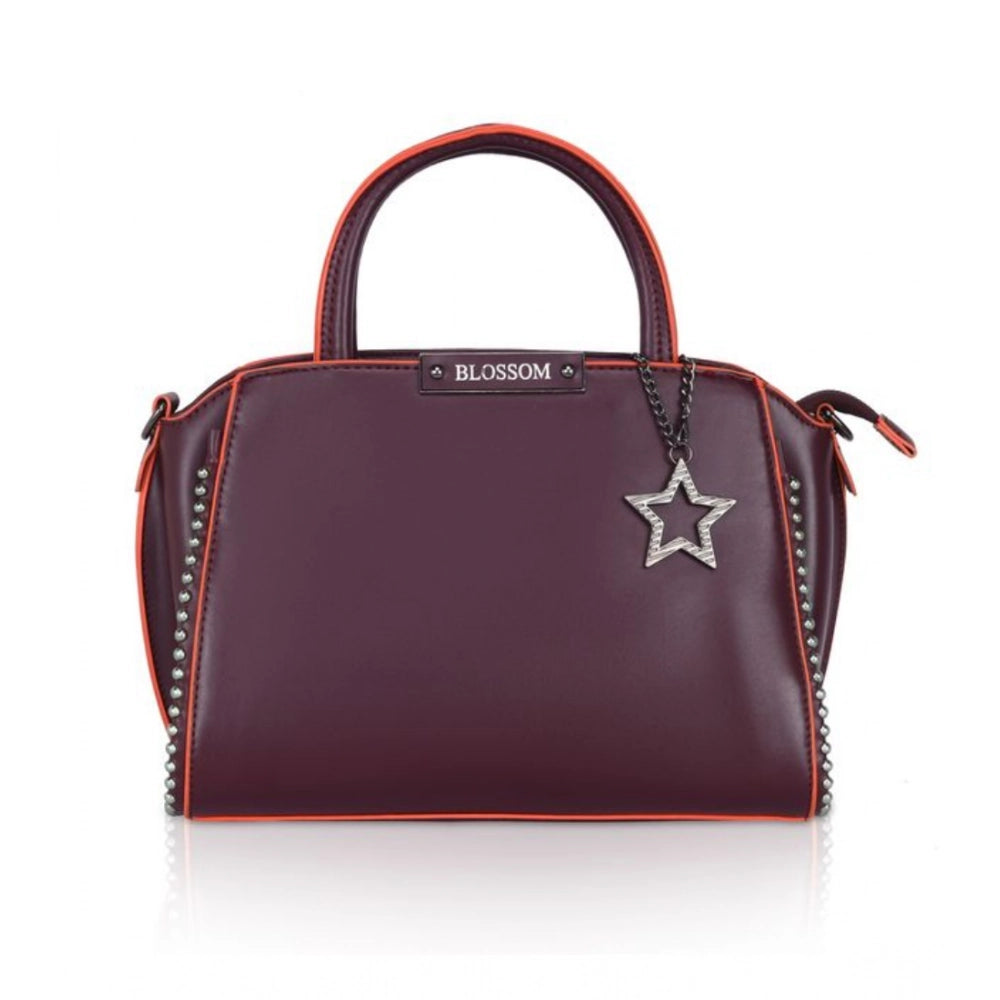 Generic Women's Faux Leather Metal Beads Handbag (Wine Red) Main image