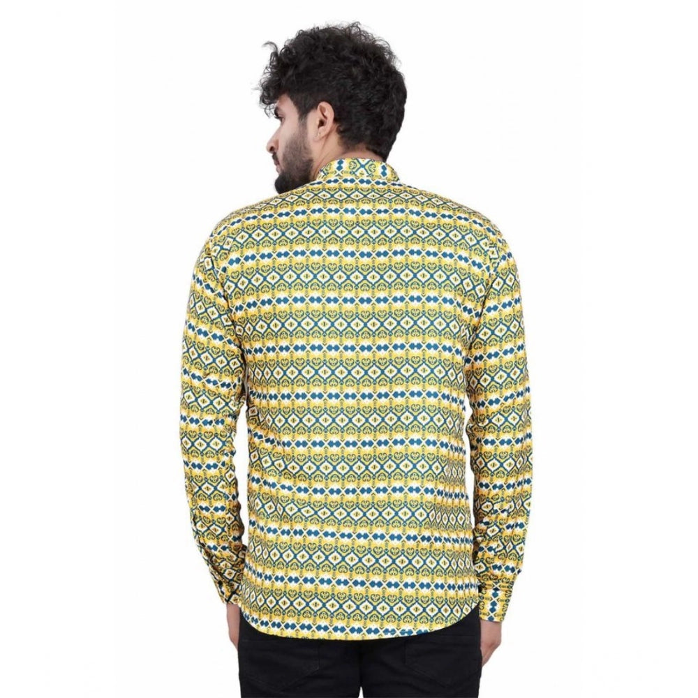 Generic Men's Cotton Blended Printed Full Sleeve Shortkurta (Multicolor) Secondary image