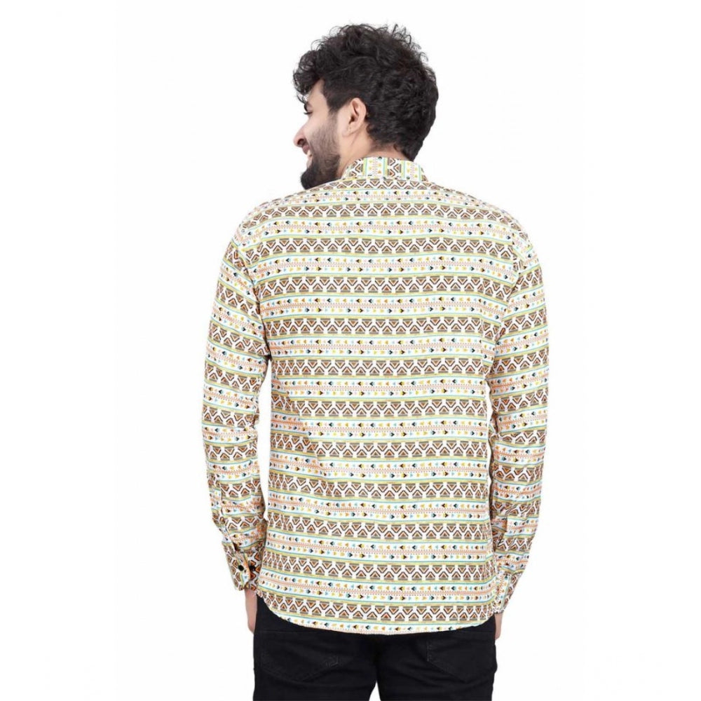 Generic Men's Cotton Blended Printed Full Sleeve Shortkurta (Multicolor) Secondary image