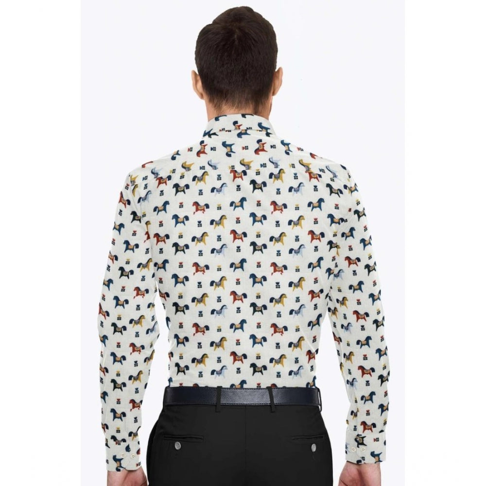 Generic Men's Cotton Blended Printed Full Sleeve Shirt (Multicolor) Secondary image