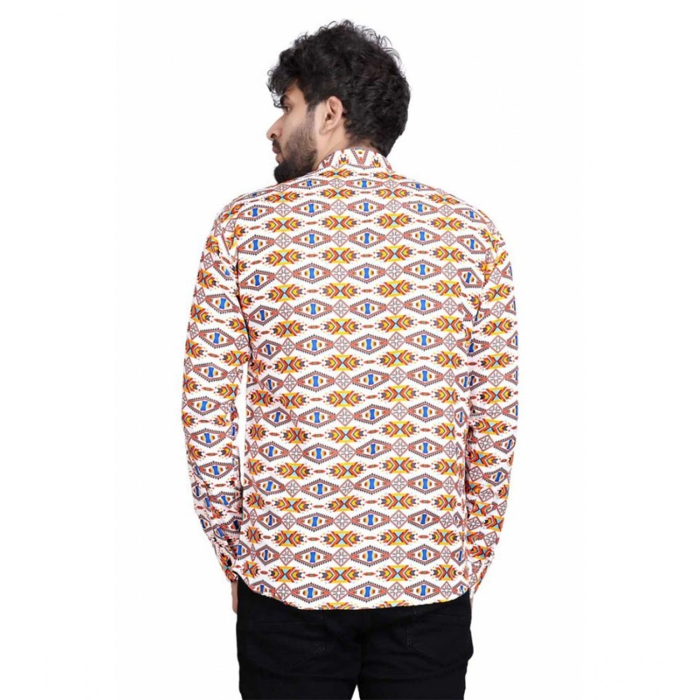Generic Men's Cotton Blended Printed Full Sleeve Shortkurta (Multicolor) Secondary image
