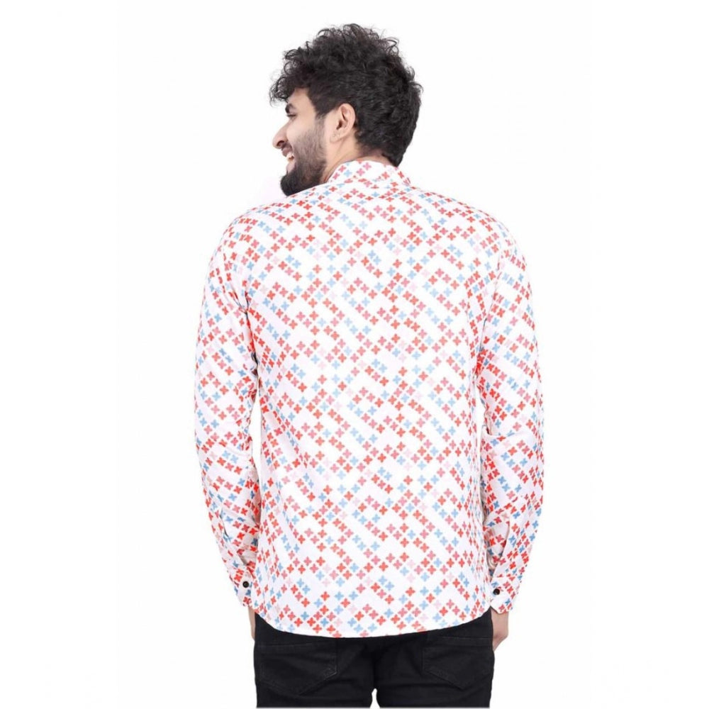 Generic Men's Cotton Blended Printed Full Sleeve Shortkurta (Multicolor) Secondary image