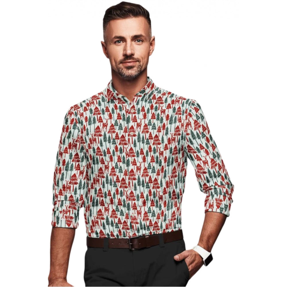 Generic Men's Cotton Blended Printed Full Sleeve Shirt (Multicolor) Main image