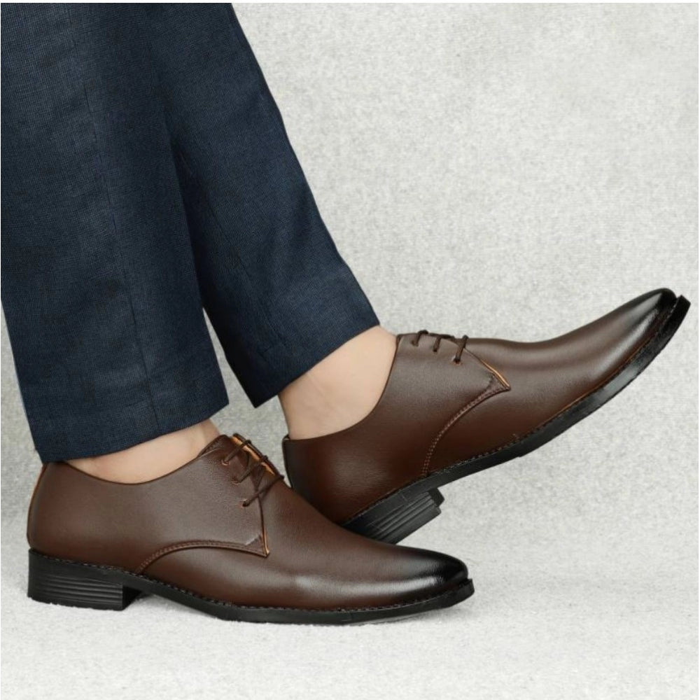 Generic Men's Faux Leather Formal Shoes (Brown) Secondary image