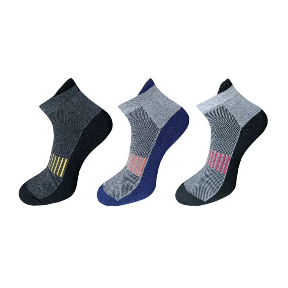 Generic 3_Pair Set Unisex Casual Cotton Printed Ankle Length Socks (Multicolor) Main image