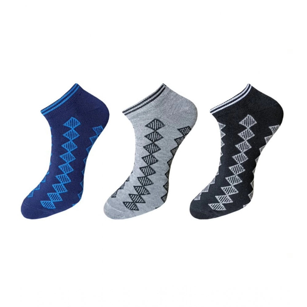 Generic 3_Pair Set Unisex Casual Cotton Printed Ankle Length Socks (Multicolor) Main image